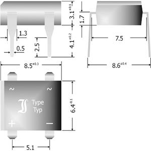 Brückengleichrichter DIL-4 1000V 1A Einphasig