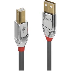 Lindy 36642. Lengte snoer: 2 m, Aansluiting 1: USB A, Aansluiting 2: USB B, USB-versie: 2.0, Maximale overdrachtssnelheid van gegevens: 480 Mbit/s, Contact geleider materiaal: Goud, Kleur van het prod