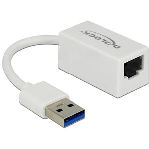 Delock USB-A naar RJ45 Gigabit Ethernet LAN adapter / compact - USB3.0 - CAT6 / wit - 0,10 meter