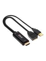 club3d Club 3D - Videoadapter - DisplayPort / HDMI - DisplayPort (V) naar HDMI, USB (alleen voeding) (M) - 25 cm - 4K ondersteuning, actief