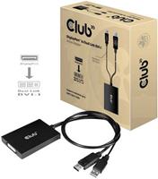 club3D DisplayPort Adapter [1x DisplayPort stekker, USB-A 2.0 stekker - 1x DVI-bus 24+5-polig] Zwart 0.60 m