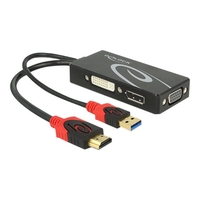 Delock Adapter HDMI Stecker > DVI / VGA / Displayport Buchse 4K schwar