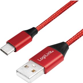 LogiLink LogiLink CU0148. Lengte snoer: 1 m, Aansluiting 1: USB A, Aansluiting 2: USB C, USB-versie: 2.0, Maximale overdrachtssnelheid van gegevens: 480 Mbit/s, Kleur van het product: Zwart, Rood