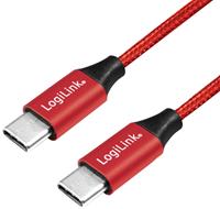 logilink USB 2.0 Kabel, USB-C - USB-C Stecker, 0,3 m, rot