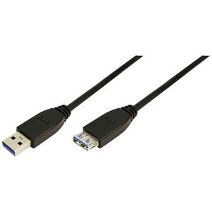 CU0042 LogiLink 2m USB A - USB A 3.0 F/M - 2 m - USB A - USB A - USB 3.2 Gen 1 (3.1 Gen 1) - Male/Female - Black