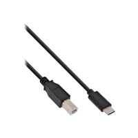 InLine USB-C naar USB-B kabel - USB2.0 - tot 2A / zwart - 3 meter