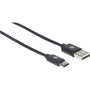 Manhattan USB-kabel USB 2.0 USB-A stekker, USB-C stekker 3.00 m Zwart 354936