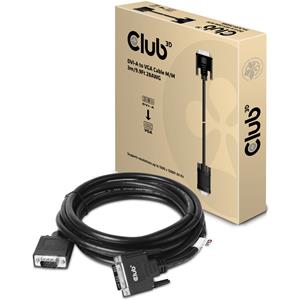 club3d Club 3D - Displaykabel - DVI-A (M) naar HD-15 (VGA) (M) - 3 m - duimschroeven, gouden contactjes