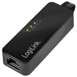 LogiLink LogiLink UA0184. Aansluiting 1: USB 3.0 A, Aansluiting 2: RJ-45, Geslacht connector: Mannelijk/Vrouwelijk. Kleur van het product: Zwart