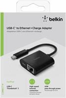 belkin Ethernet and charge adapter - USB-C - Gigabit Ethernet x 1 + USB-C (alleen voeding) x 1