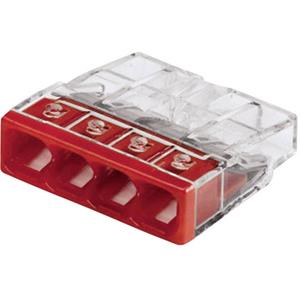 WAGO 2273-204 Lasklem Flexibel: - Massief: 0.5-2.5 mm² Aantal polen: 4 20 stuk(s) Transparant, Rood