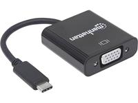 Manhattan 151771 USB / VGA Adapter [1x USB 3.2 Gen 2 stekker C (USB 3.1) - 1x VGA-bus] Zwart Kleurcodering, Flexibel, Folie afscherming, UL gecertificeerd,