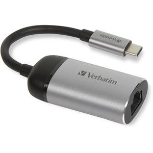 Verbatim 49146. Hostinterface: USB 3.2 Gen 1 (3.1 Gen 1) Type-C, Hub-interfaces: RJ-45. Overdrachtssnelheid: 1000 Mbit/s, Kleur van het product: Zwart, Zilver, Materiaal behuizing: Metaal. Type stroom