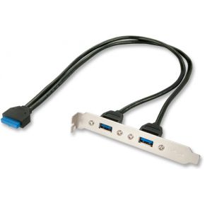 Lindy 33096. Aansluiting 1: 2 x USB 3.0, Aansluiting 2: 1 x 20 Way Header. Lengte snoer: 0,4 m, Kleur van het product: Grijs, Zwart