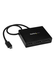 startech .com MSTCDP123DP - Externe video-adapter - 3 poorts MST hub - USB Type C naar 3x DP - USB-C - 3 x DisplayPort - zwart