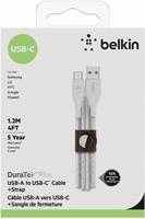 belkin DuraTek Plus - USB-kabel - USB-C (M) naar USB (M) - 1.22 m - wit
