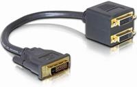 Dvi Y-Adapter DVI(24+1) - 2x DVI(24+1) St/Bu 0,20m retai (65051) - Delock