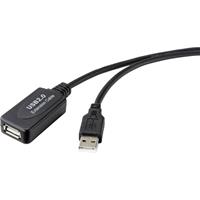 Renkforce USB-kabel USB 2.0 USB-A stekker, USB-A bus 5.00 m Zwart Actief met signaalversterking RF-4535052