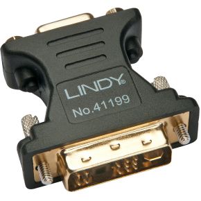 Lindy 41199. Aansluiting 1: VGA, Aansluiting 2: DVI-I. Kleur van het product: Zwart, Goud