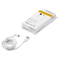 startech .com Premium USB-A naar Lightning Kabel 2m Wit - Robuuste 90° haakse USB Type A naar Lightning Charge & Sync Oplaadkabel met Aramide Vezels - Apple MFi Cert. - iPhone (RUSBLTMM2MWR) - Lightning-ka