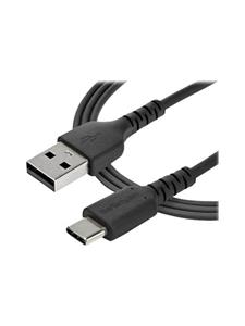 startech .com 1m USB A to USB C Charging Cable - Durable Fast Charge & Sync USB 2.0 to USB Type C Data Cord - Aramid Fiber M/M 60W Black - USB-kabel - USB (M) recht naar USB-C (M) recht - Thunderbolt 3 / USB 2