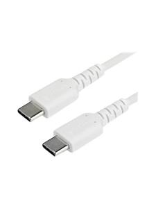 startech .com 1m USB C Charging Cable, Durable Fast Charge & Sync USB 2.0 Type C to USB C Laptop Charger Cord, TPE Jacket Aramid Fiber M/M 60W White, Samsung S10, S20 iPad Pro MS Surface - Heavy Duty and Rugge