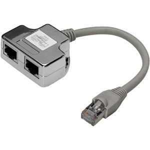 RJ45 Netwerk Adapter CAT 5, CAT 5e [2x RJ45-stekker - 1x RJ45-stekker] Grijs