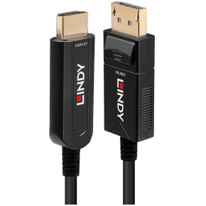 LINDY DisplayPort / HDMI / Glasvezel Adapterkabel DisplayPort stekker, HDMI-A stekker 50.00 m Zwart 38494 Ultra HD-HDMI DisplayPort-kabel