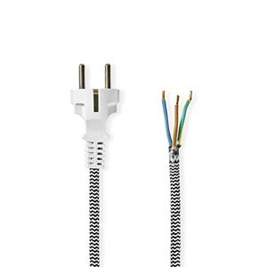 Nedis Stroomkabel Strijkijzers | Schuko Plug - Open Kabeleinde | 3,00 m | Zwart