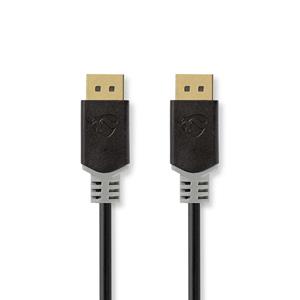 nedis Displayport-Kabel / DisplayPort Stecker / DisplayPort Stecker / 8K@60Hz / Vergoldet / 2.00 m / rund / PVC / Anthrazit / Grau / Verpackung mit