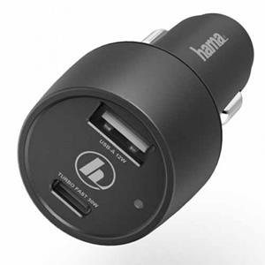 CAR CHARG USB-C PD/QC 42W USB-A BK