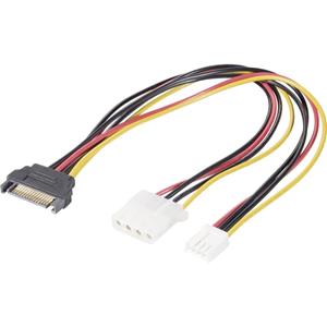 Renkforce Stroom Y-kabel [1x SATA-stroomstekker - 1x IDE-stroombus 4-polig, Floppy stekker 4-polig] 20.00 cm Zwart, Rood, Geel