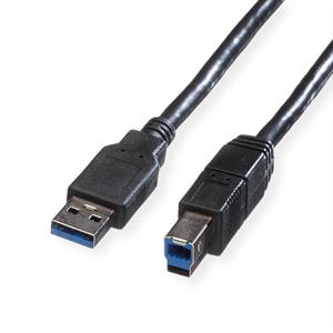 Roline Rotronic USB A/USB B, 1.8 m. Lengte snoer: 1,8 m, Aansluiting 1: USB A, Aansluiting 2: USB B, USB-versie: 3.0 (3.1 Gen 1), Geslacht connector: Mannelijk/Mannelijk, Overdrachtssnelheid (max): 50