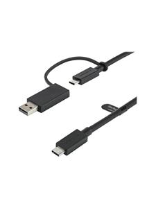 startech .com 1m USB-C Kabel met USB-A Adapter Dongle - Hybride 2-in-1 USB C Kabel met USB-AUSB-C naar USB-C (10Gbps100W PD), USB-A naar USB-C (5Gbps) - Ideaal voor Hybride Docking Station (USBCCADP) - USB-kab