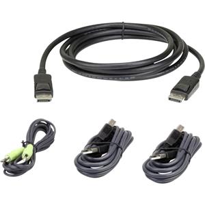 ATEN 3M USB DisplayPort Veilige KVM Kabelpakket. Snoerlengte: 3 m, Aansluiting video: DisplayPort, Kleur van het product: Zwart. Gewicht: 462 g, Gewicht verpakking: 500 g. Netto gewicht kartonnen doos