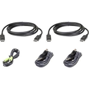 ATEN KVM Aansluitkabel [1x DisplayPort stekker, USB-A 2.0 stekker, Jackplug male 3.5 mm - 1x USB 2.0 bus B, Jackplug male 3.5 mm, DisplayPort stekker] 3.00 m