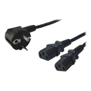 LogiLink Strom Anschlusskabel [1x Schutzkontakt-Winkelstecker - 2x Kaltgeräte-Stecker C13] 1.70m Sc