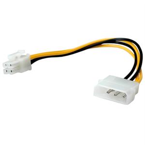 roline Strom Anschlusskabel [1x Molex 4pol Stecker - 1x ATX-Stecker 4pol.] 15.00cm Schwarz, Gelb