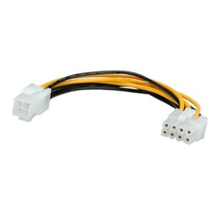 roline Strom Anschlusskabel [1x ATX-Stecker 4pol. - 1x PCIe-Buchse 8pol.] 15.00cm Schwarz, Gelb