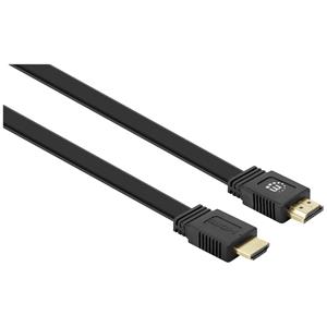 Manhattan 355629 HDMI-kabel HDMI Aansluitkabel HDMI-A stekker, HDMI-A stekker 3.00 m Zwart Afgeschermd (dubbel), Plat, Platte uitvoering, High Speed HDMI met