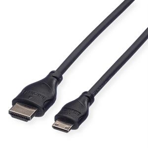 Roline HDMI Anschlusskabel HDMI-A Stecker, HDMI-Mini-C Stecker 0.80m Schwarz 11.04.5568 Geschirmt HD