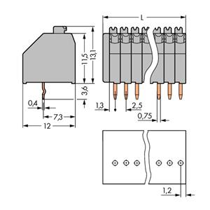 WAGO 250-303 Veerkrachtklemblok 0.50 mm² Aantal polen 3 Grijs 520 stuk(s)