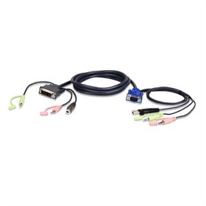 ATEN KVM Anschlusskabel [1x VGA-Stecker, USB 2.0 Stecker A, Klinkenstecker 3.5mm - 1x USB 2.0 Buchse