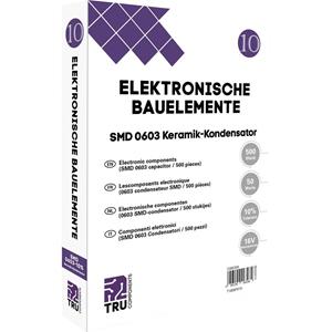 TRU COMPONENTS T1806P019 Keramische condensator assortiment SMD 0603 16 V 10 % (l x b) 1.6 mm x 0.8 mm 500 onderdelen Tape cut