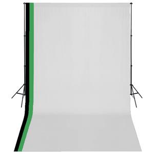 VIDAXL Fotostudio Set 3 Baumwolle-Hintergründe Rahmen verstellbar 3x5m