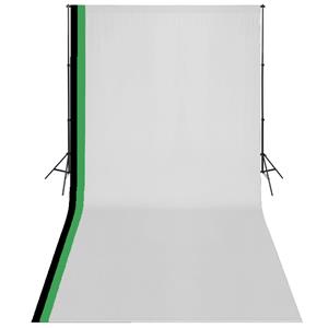 vidaXL Fotostudioset met 3 katoenen achtergronden en frame 3x6 m