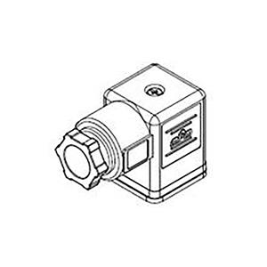 Molex 1210230612 mPm DIN Valve Connector, Form A-18mm, PG9 Internal Threads, 2 Pole Plus Ground, Black, Nitrile Gasket, Bu
