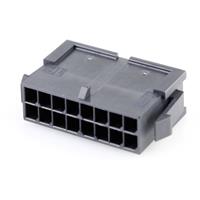 Molex 430201600 Micro-Fit 3.0 Plug Housing, Dual Row, 16 Circuits, UL 94V-0, Panel Mount Ears, Low-H