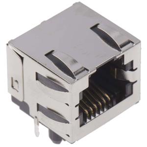 Molex 438600005 Modular Jack, Right-Angle, Low Profile, Inverted, Shielded, All Panel Grounding Tabs, 6/6