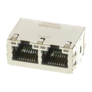 Molex 938263006 MXMag Gigabit Ethernet 8 Core Non-PoE Dual-Port RJ45 Connector, 21.40mm Depth, 2.70mm Phy Pin Length, Rig